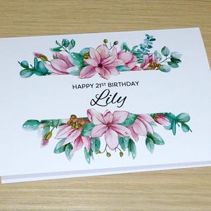 Personalised age birthday card-beautiful magnolias 1st 16th 18th 21st 30th 40th 50th 60th 70th 80th 90th 99th 100th - handmade greeting card