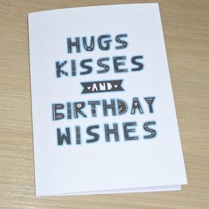 Female birthday card - any age - hugs kisses and birthday wishes - girls female teenager - 10th 12th 13th 15th 19th 20th 30th 40th 50th