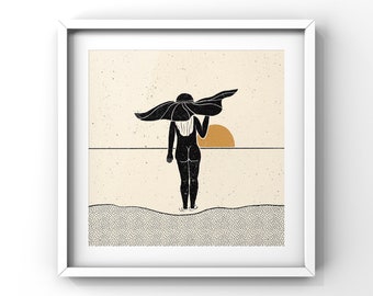 Blacks Beach San Diego Sunset Goddess Beach Square Print Eco Art Print