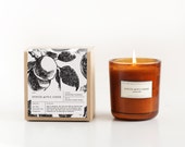 Con vela de cristal de sidra de manzana - vidrio reciclado, soy rústico, mecha de algodón, natural, caída vela velas otoño
