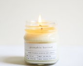 Pumpkin Harvest Mason Jar Soy Candle - Vintage Style Apothecary Label – Hand poured Handmade in Brooklyn Fall Candle Pumpkin Candle