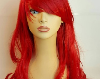 Piosion Ivy, Long Red Wig, Long Wavy Red Wig, Wavy Red Wig with Bangs, Side Swept Bangs, Bangs