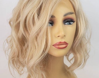 Lace Front Blonde Bob, Lace Front Blonde Wavy Wig, Lace Front A-line Bob, Wavy Blonde Wig, Bob, Wig, Blonde Bob Wig, Multidimensional Blonde