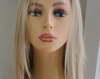 Long Straight Blonde Lace Front Wig, Blonde Lace Front Wig, Rooted Blonde Straight Lace Front Wig, Face Framing Layers, Long Layers, Wigs