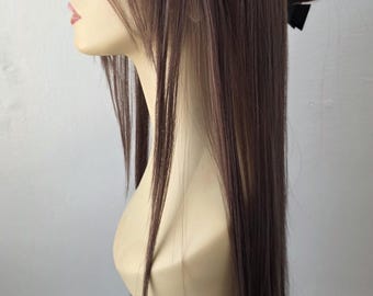 Chocolate Brown Long Layered Lace Front Wig,