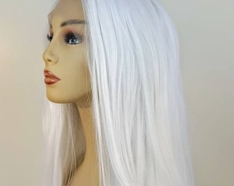 White Blonde Lace Front Wig, White Lace Front Wig, Platinum Blonde Lace Wig, White Mid Length Wig, Layers, Face Framing, White Wig, Wig,