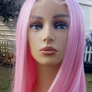 Pink Lace Front Wig, Pink Wig, Mid Length Pink Wig, Light Pink Wig, Pink Wig, Lace Front Wig, Pastel Pink