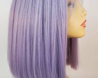 Lace Front Pastel Purple Bob Wig, Heat Resistant