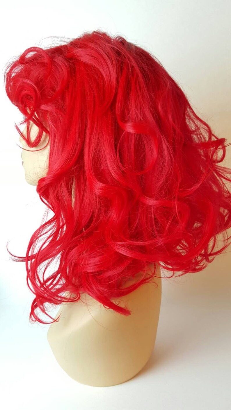 Red Wig With Aline Back. Red Wig Textured Curls Bangs Etsy