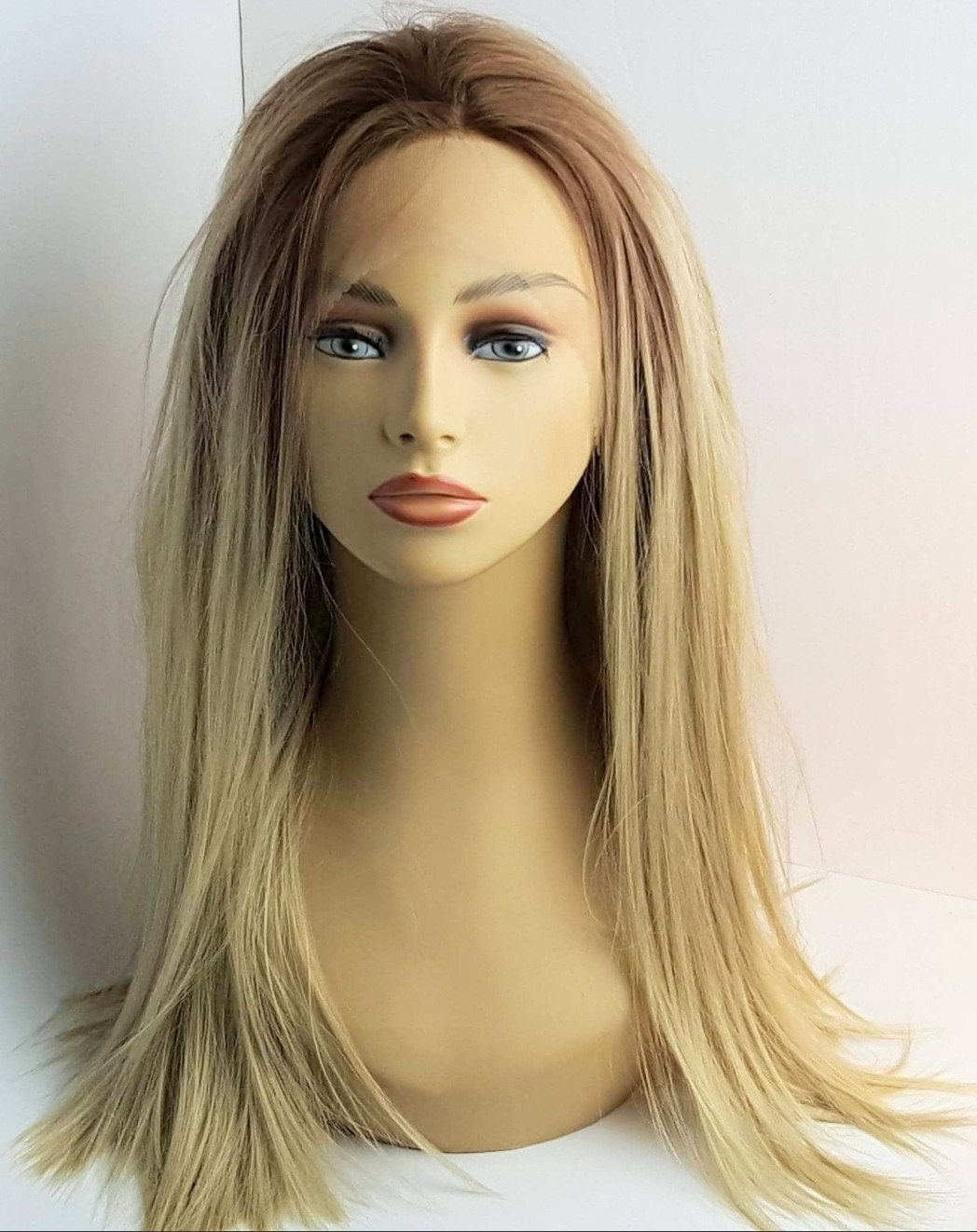 Blonde Ombre Lace Front Wig, Beige Textured Layers, Flexible 