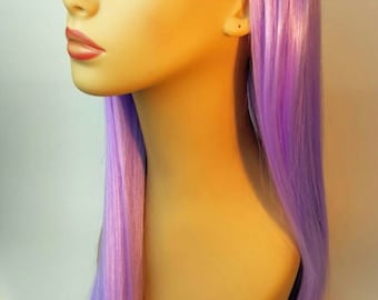 Long Pastel Purple Wig with Bangs