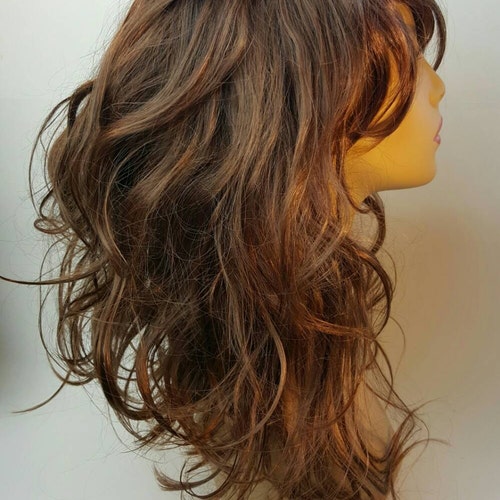 Mid-length Wavy A-line Brunette Wig Brunette A-line Bob With - Etsy Mid-length Wavy A-line Brunette Wig Brunette A-line Bob With - Etsy