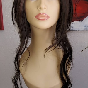 Long Wavy Deep Brown Wig, Center Part, Face Framing Layers, Water Waves, Soft Layers, Chocolate Brown Wavy Wig, Brunette Wig, Brown Wavy Wig