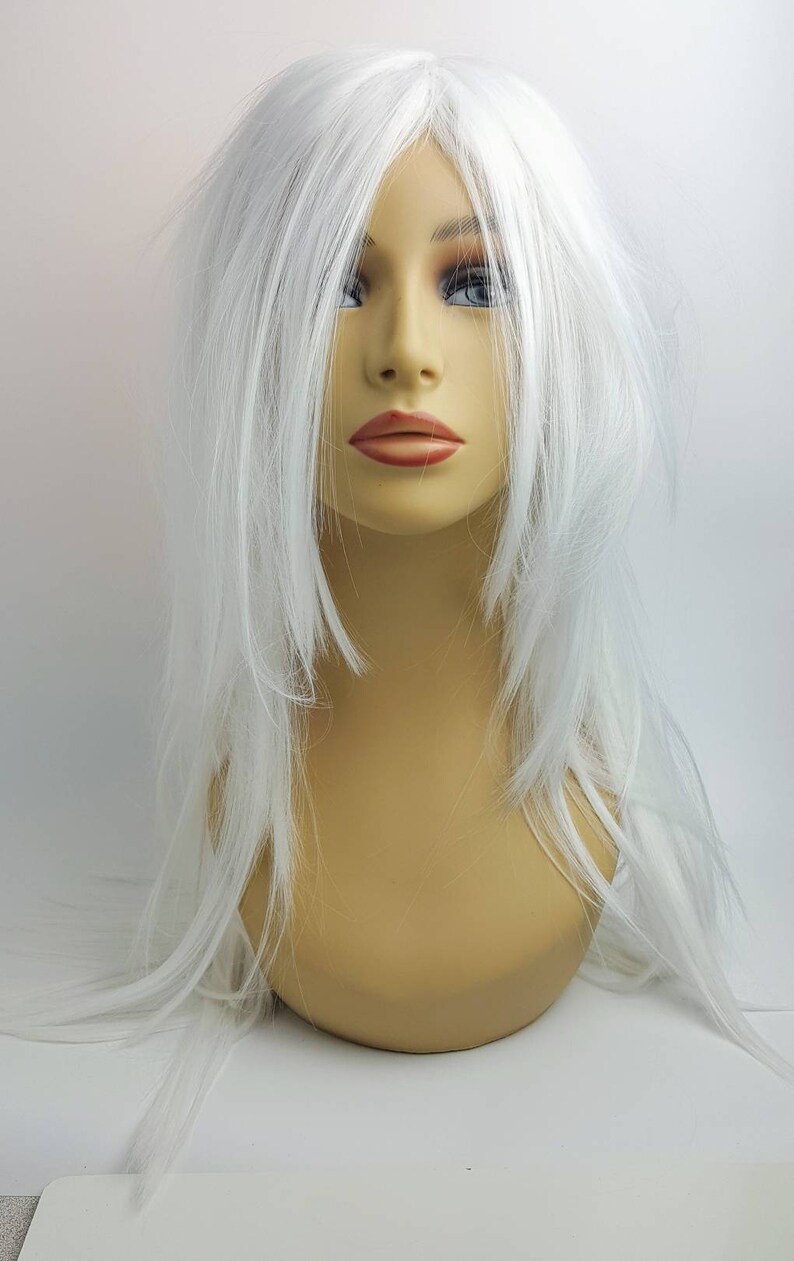 White Blonde Wig Long Straight Platinum White Wig Long Etsy