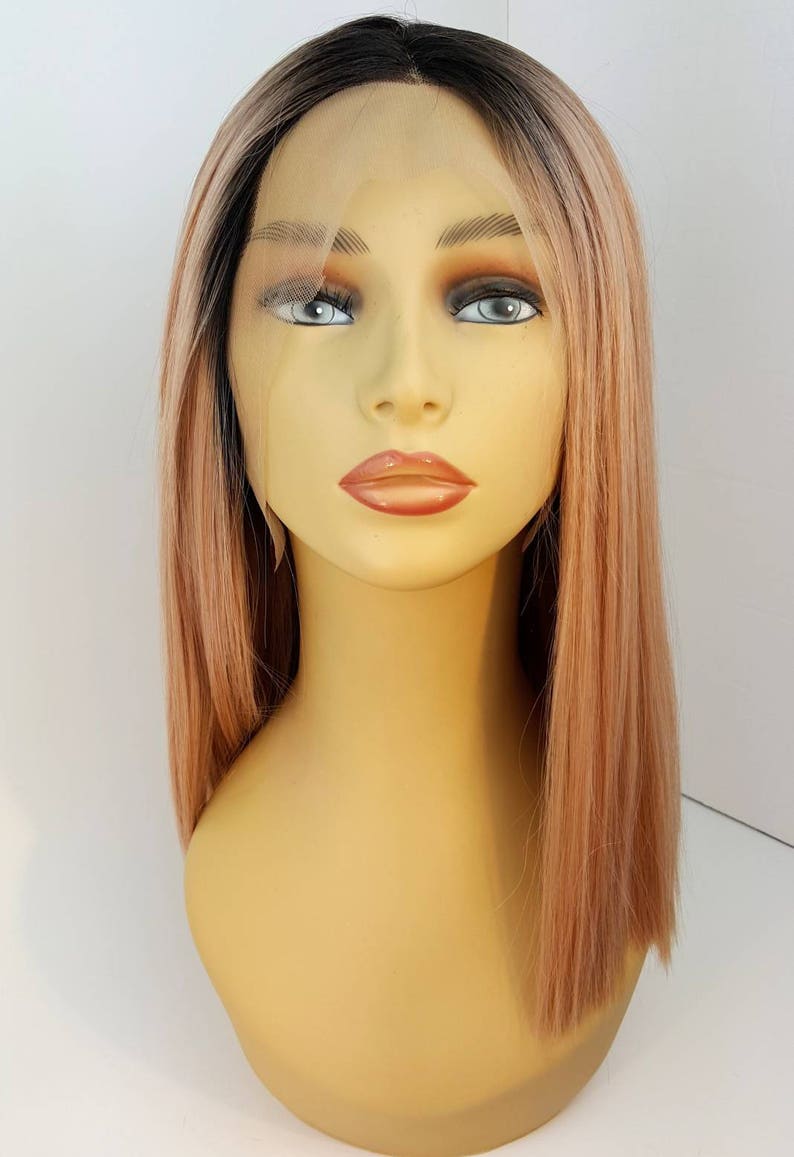 Rose Gold Lace Front Wig Lace Front Aline Bob Multiple Part Etsy