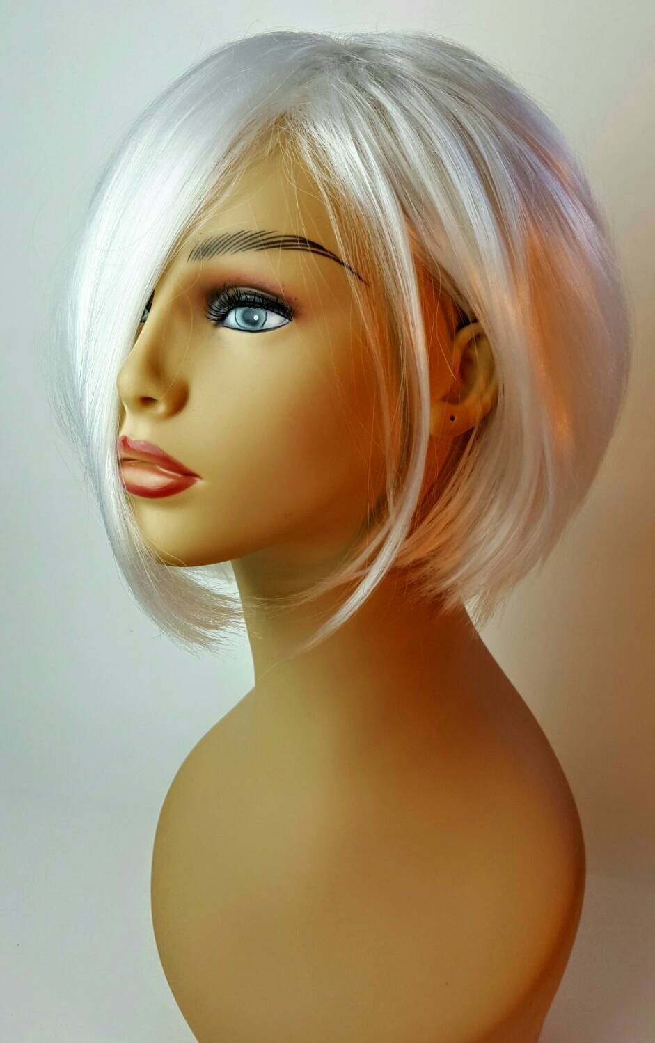 Short blonde wig for sale chicago Asymmetrical Bob Short Bob Wigs with Side Part Brown with Blonde Highlights  main image 2