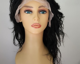 HD Lace Front Black Human Hair Wig, Naturally Wavy