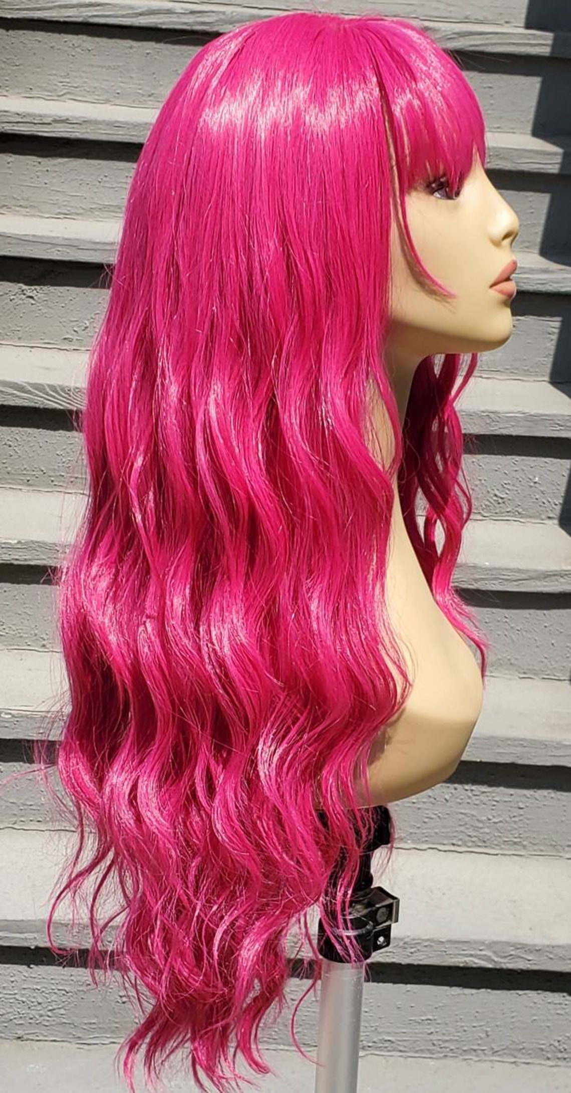 Long Wavy Pink Wig Long Layered Wavy Pink Wig Long Wavy Hot Etsy