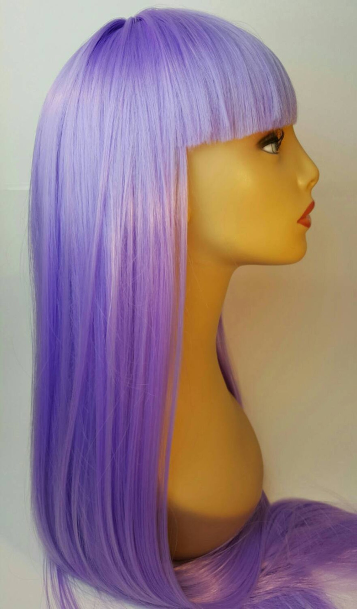 Long Purple Wig Purple Wig with Bangs. Bangs Light Purple Etsy