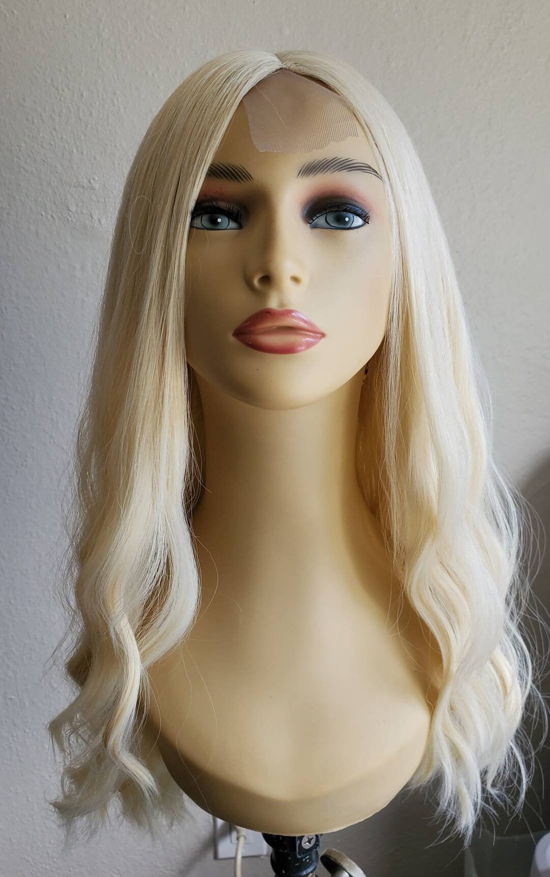 Medium Length Wavy Light Blonde Wig Blonde Wavy Wig With Etsy