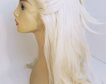 Blonde Lace Front Wig, Lightest Blonde Lace Front Wig, Long Textured Layers, Full Bodied, Multi Part Options, Layers, Lace Front Wig, Wigs