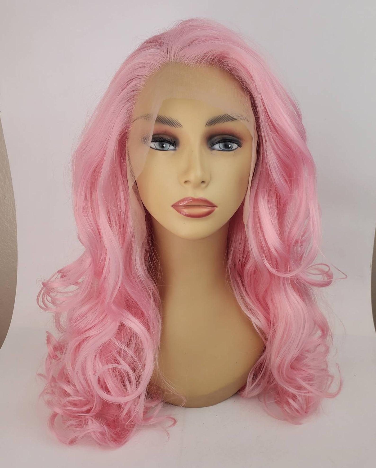 Pink Lace Front Mid-length Wavy Wig Lace Front Pink Wig With - Etsy