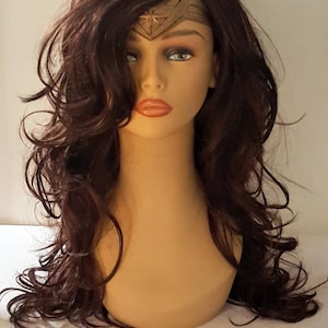 Wonder Women Wig, Long Wavy Brown Wig, Brunette Wavy Wig, Halloween Wig, Wig, Headband Not Included