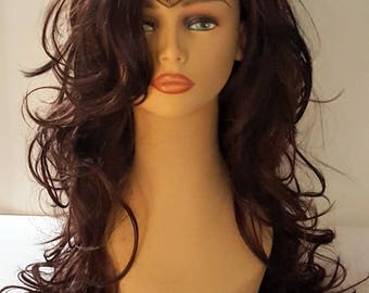 Wonder Women Wig, Long Wavy Brown Wig, Brunette Wavy Wig, Halloween Wig, Wig, Headband Not Included