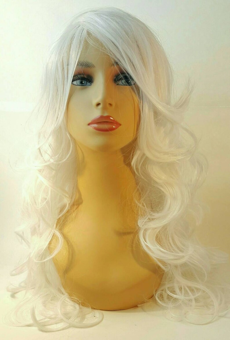 Platinum Wig Long Blonde Wig Past the Shoulder Wavy White Etsy