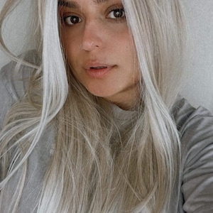 Long Straight Lace Front Balayage Blonde Wig with Face Framing Highlights, Pale Cool Blonde Wig, Long Blonde Wig, Lace Front Wig, 23inches