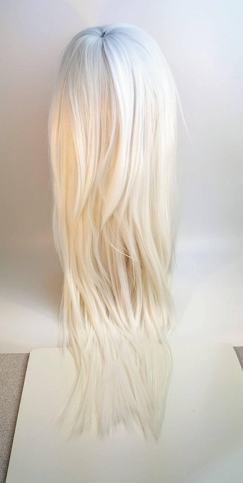 White Blonde Wig Long Straight Platinum White Wig Long Etsy