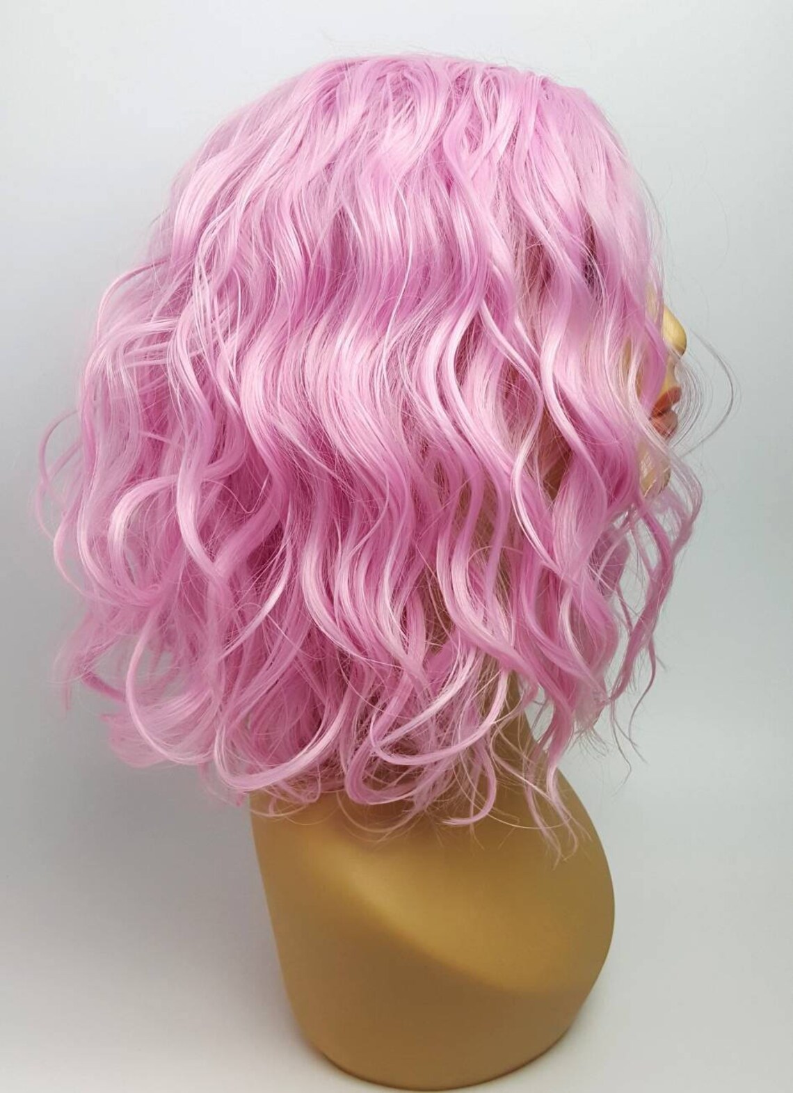 Pink Wavy Wig Wavy Light Pink Wig Pink Wig Shoulder Length Etsy