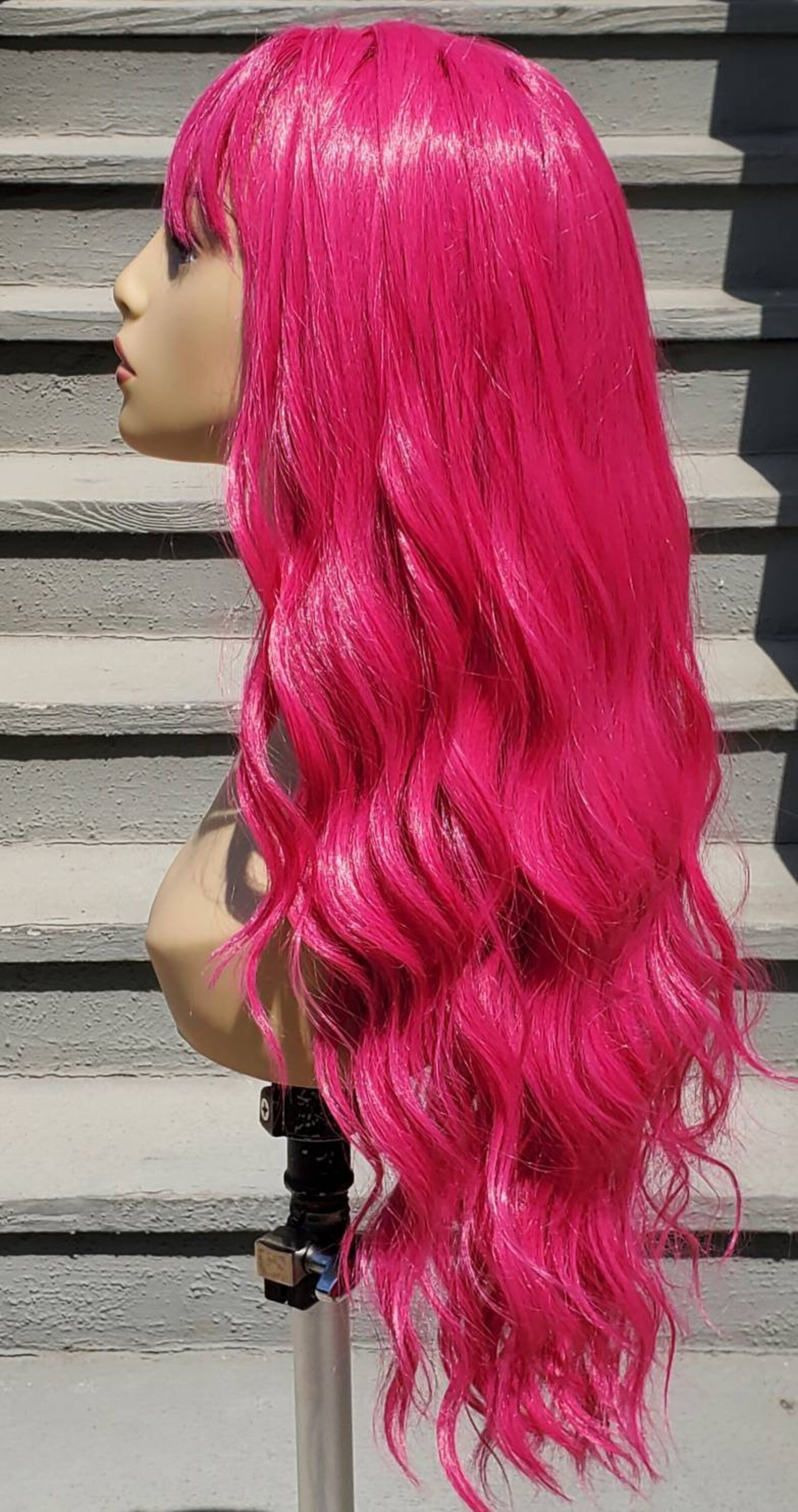 Long Wavy Pink Wig Long Layered Wavy Pink Wig Long Wavy Hot Etsy