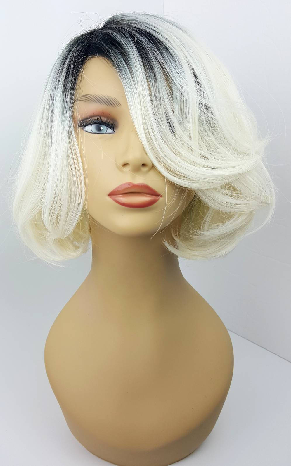 Blonde Bob Wig, Blonde Bob with Dark Roots, Short Stacked Bob, Blonde Bob, Ombre Blonde Bob Stacked Blonde Bob with Sweeping Layers, Bob