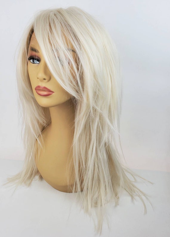 Pale Cool Blonde Lace Front Wig Long Layered Light Blonde - Etsy