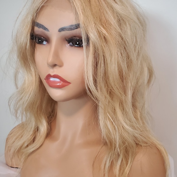 Golden Blonde Human Hair Lace Front Wig, 613 Human Hair Wig, Mid-Length Golden Blonde Human Hair Wig, Golden Blonde, Human Hair, Blonde, Wig