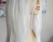 White Blonde Lace Front Wig, Heat Resistant, 22 Inch - Etsy display picture 1