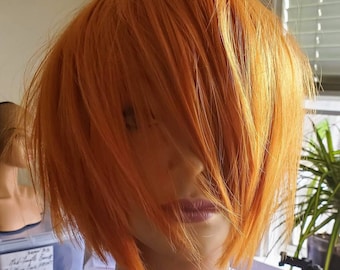 Orange Layered Bob Wig, Copper Cosplay Hair, Copper Short Style