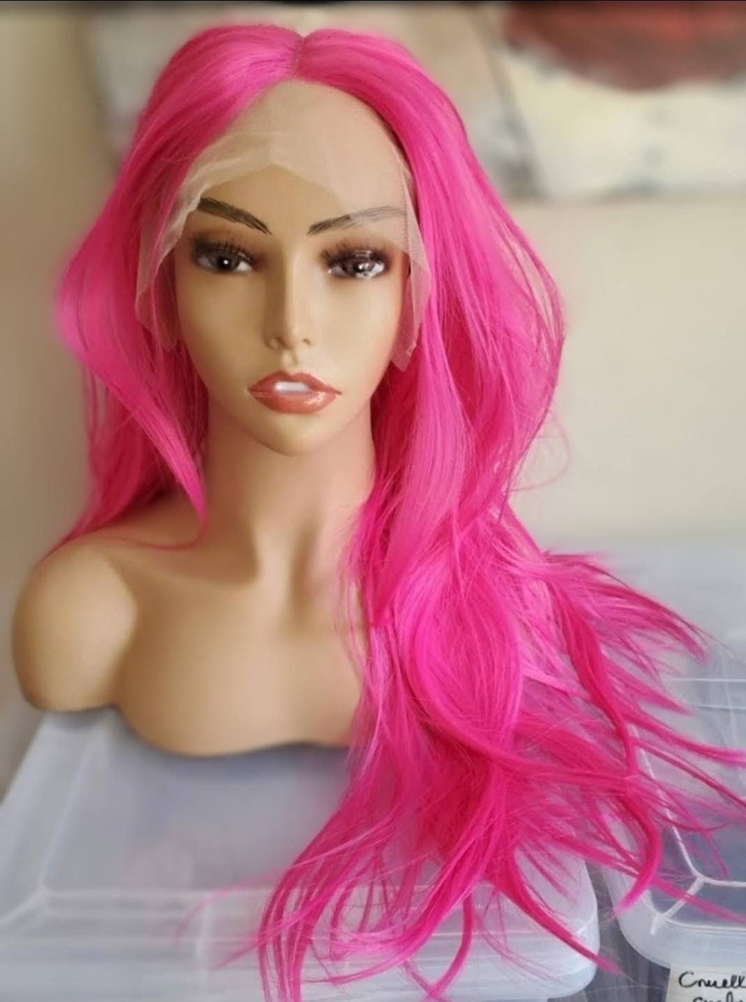Long Hot Pink Wig Long Hot Pink Lace Front Wig Hot Pink Wig Etsy