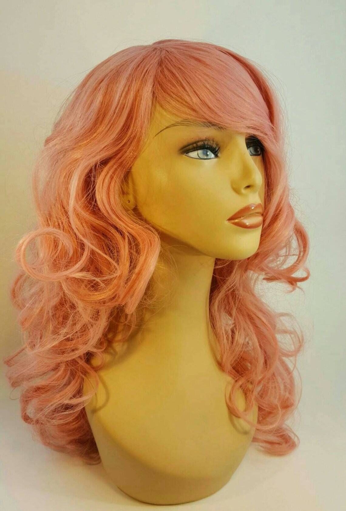 Long Pink Wig Wavy Pink Wig Asymmetrical Pink Wig Long Wavy Etsy