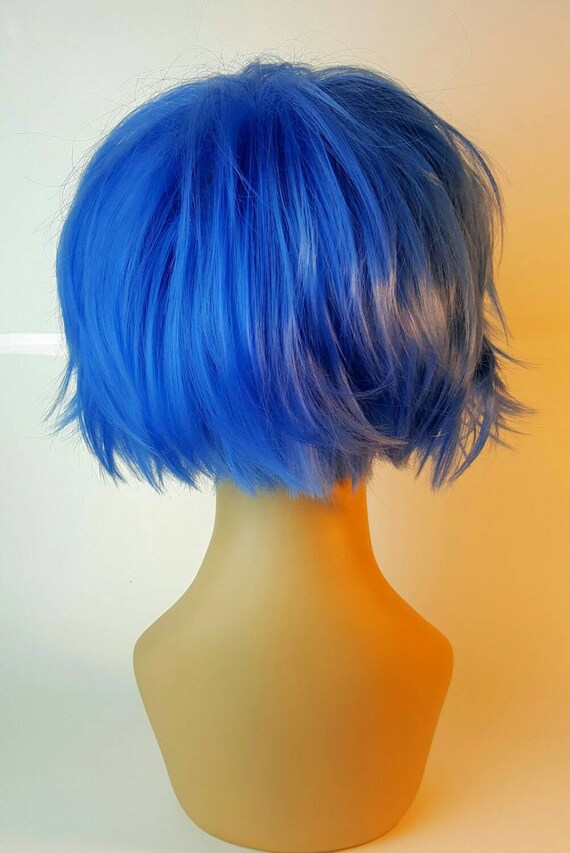 blue layered wig