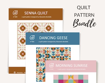 Quiltpatroon voor beginners (PDF-bundel) | 3 verschillende moderne quiltpatronen voor beginners door Alexandra Bordallo