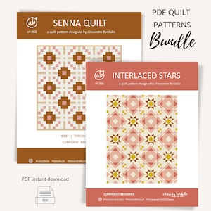 Quilt Pattern PDF Bundle | Interlaced Stars Quilt and Senna Quilt PDF Patterns, quilt pattern for beginner, throw quilt patterns