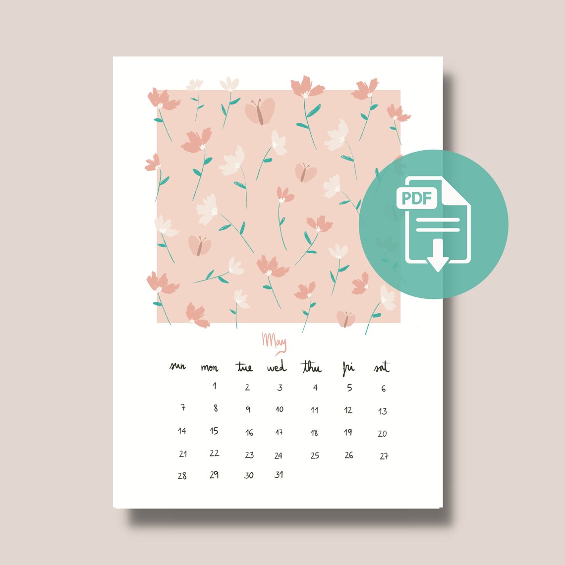 2023 Digital Calendar PDF Instant Download Calendar Hand Etsy