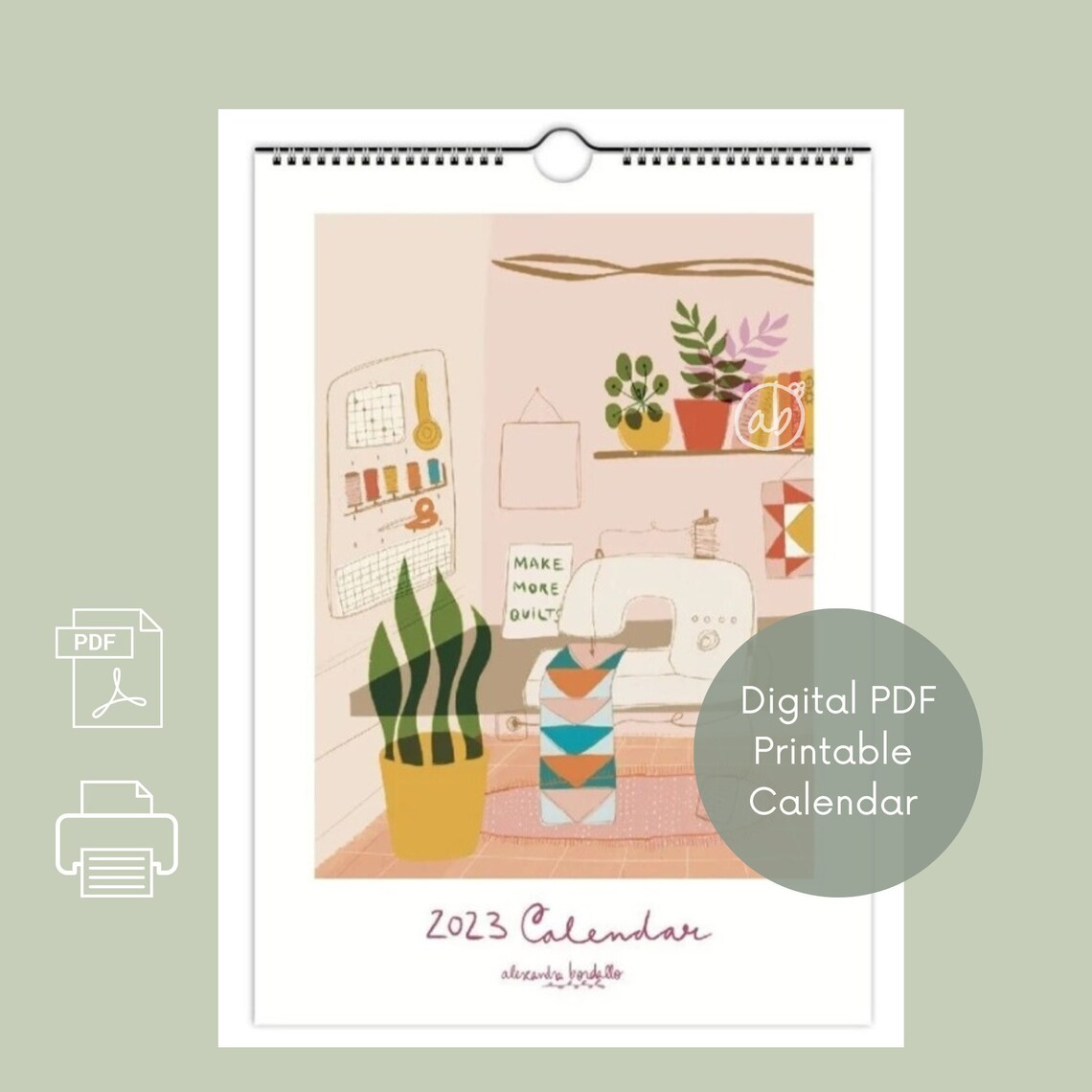 2023 Digital Calendar PDF Instant Download Calendar Hand Etsy