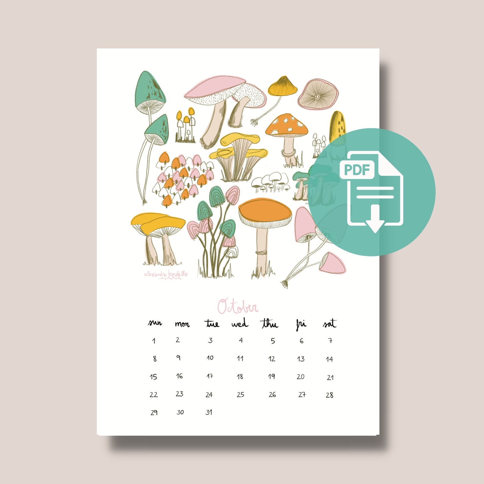 2023 Digital Calendar PDF Instant Download Calendar Hand Etsy