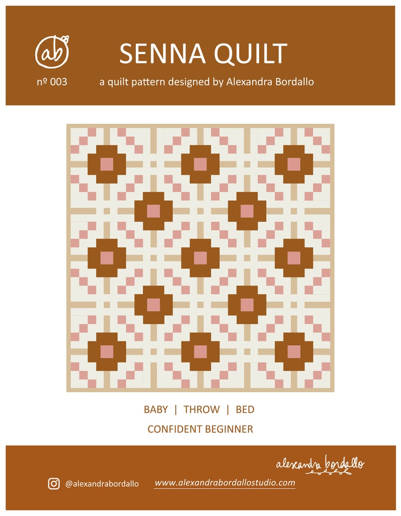 Senna Quilt Patroon PDF Digitale Download Moderne Quilt Patronen Baby /Throw/Bed Quilt maten Beginner Quilt Patroon pdf quilts afbeelding 2