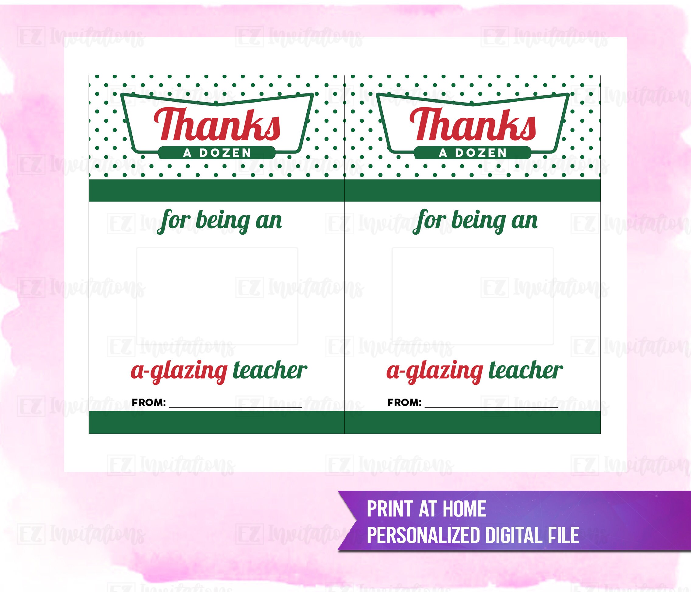 Teacher Appreciation Printable Gift Card Holder Krispy Kreme Gift Card