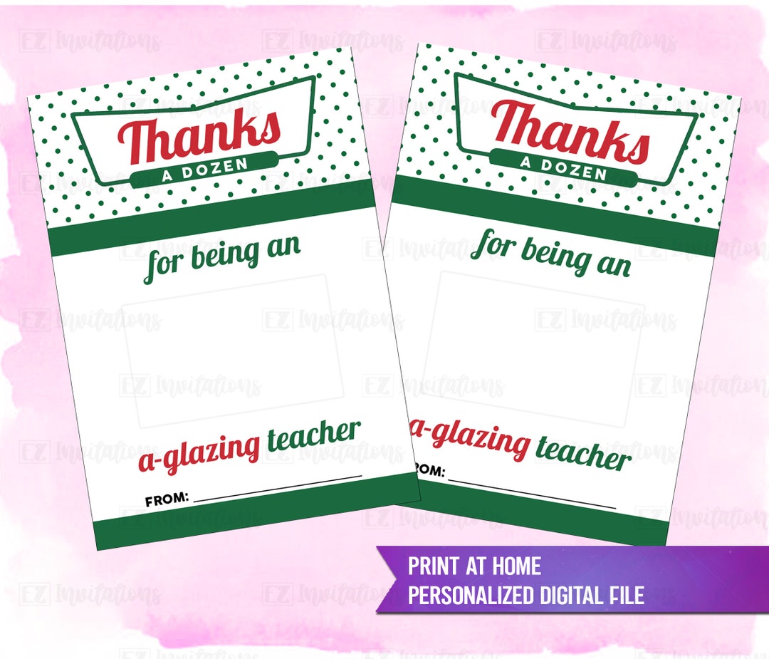 Teacher Appreciation Printable Gift Card Holder Krispy Kreme Gift Card