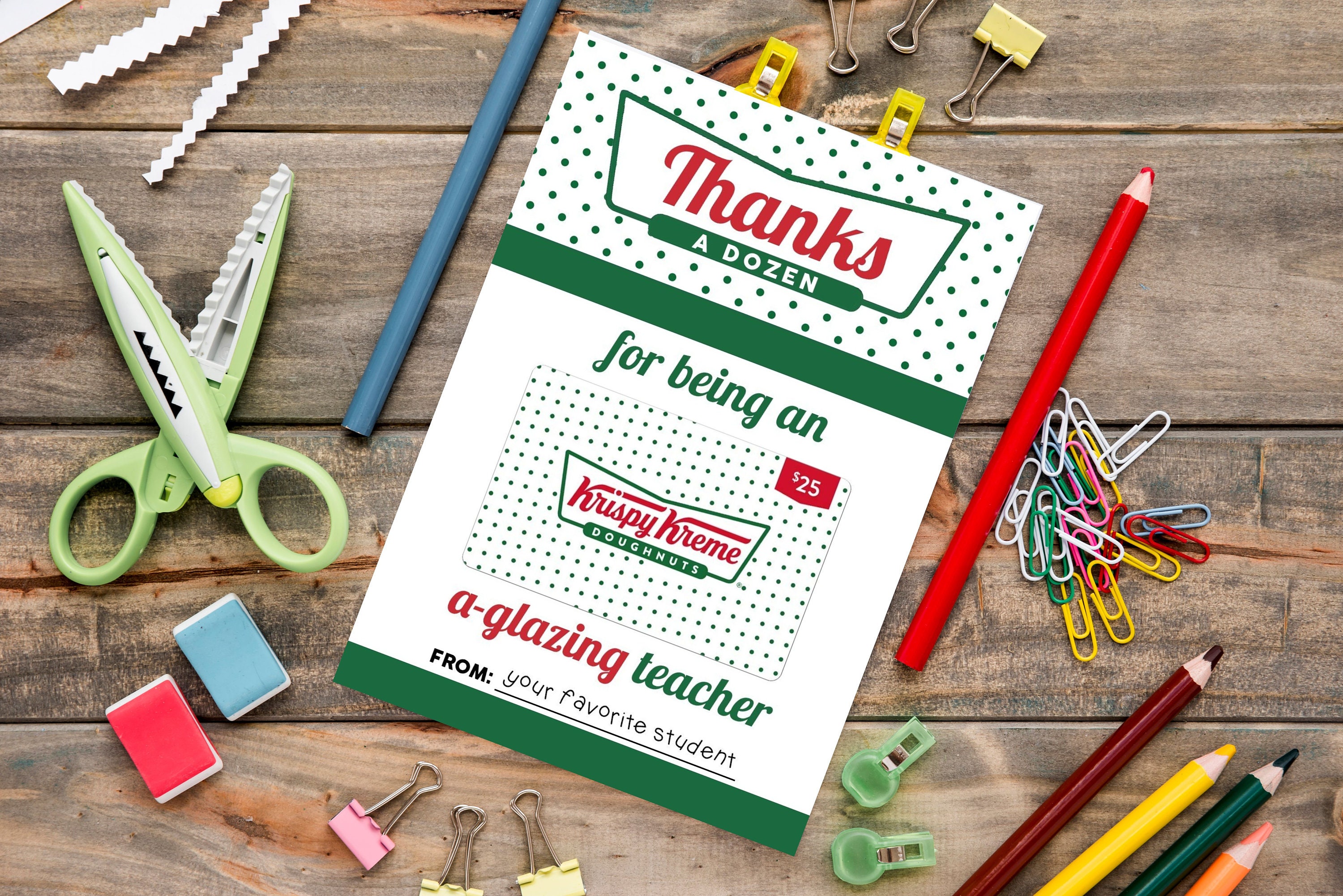 Teacher Appreciation Printable Gift Card Holder | Krispy Kreme Gift ...